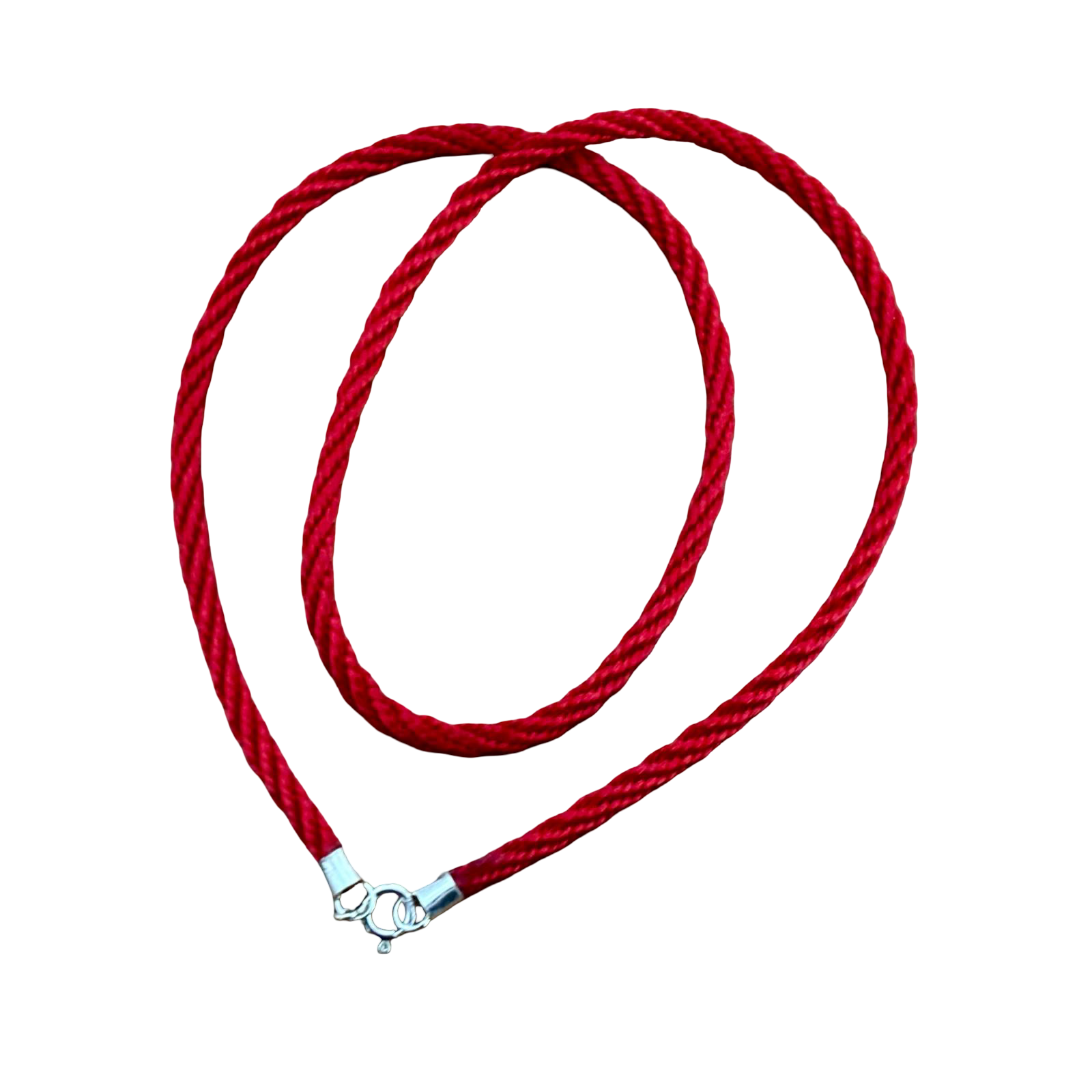 Gargantilla de seda reliada color rojo 2,5mm y cierre de Plata de ley 925 50cm