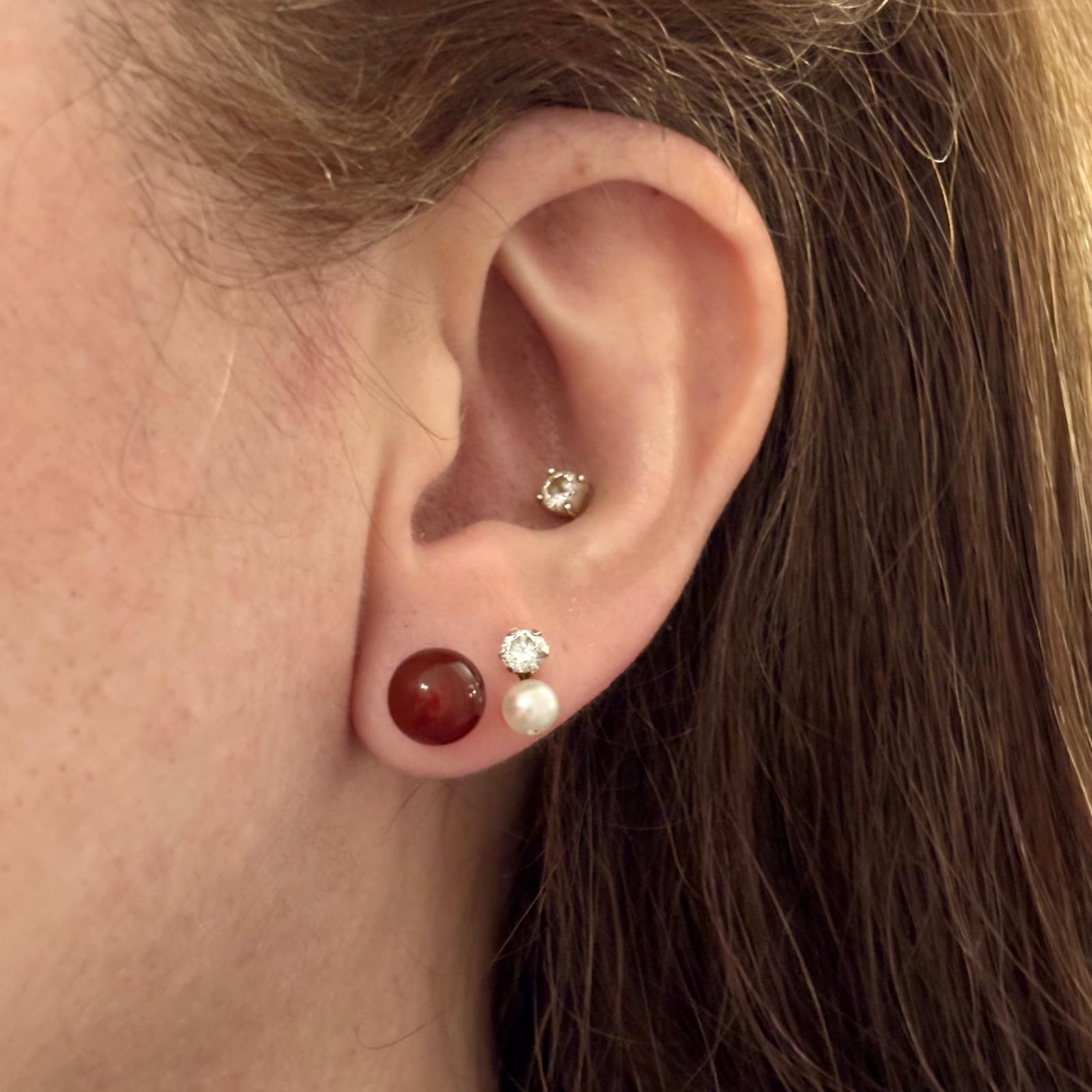 Pendientes piedra semipreciosa Carneola bola 8mm en Plata de ley 925