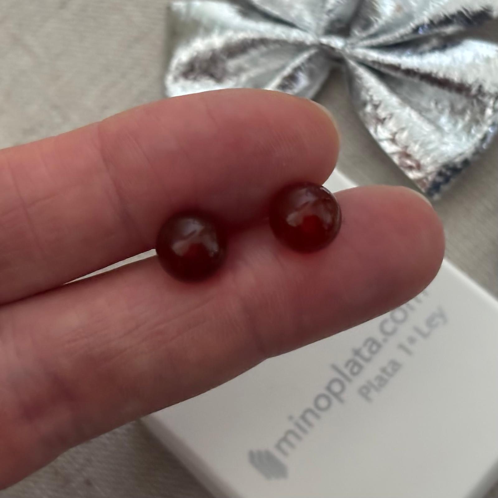 Pendientes piedra semipreciosa Carneola bola 8mm en Plata de ley 925 3