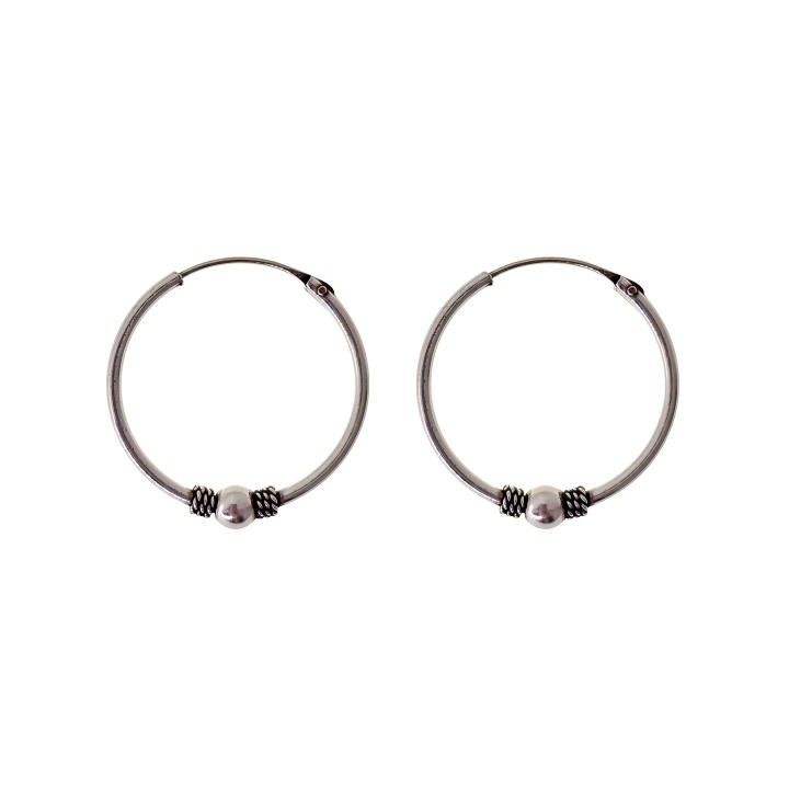 Aros bali 20mm bola de Plata de ley detalles envejecidos