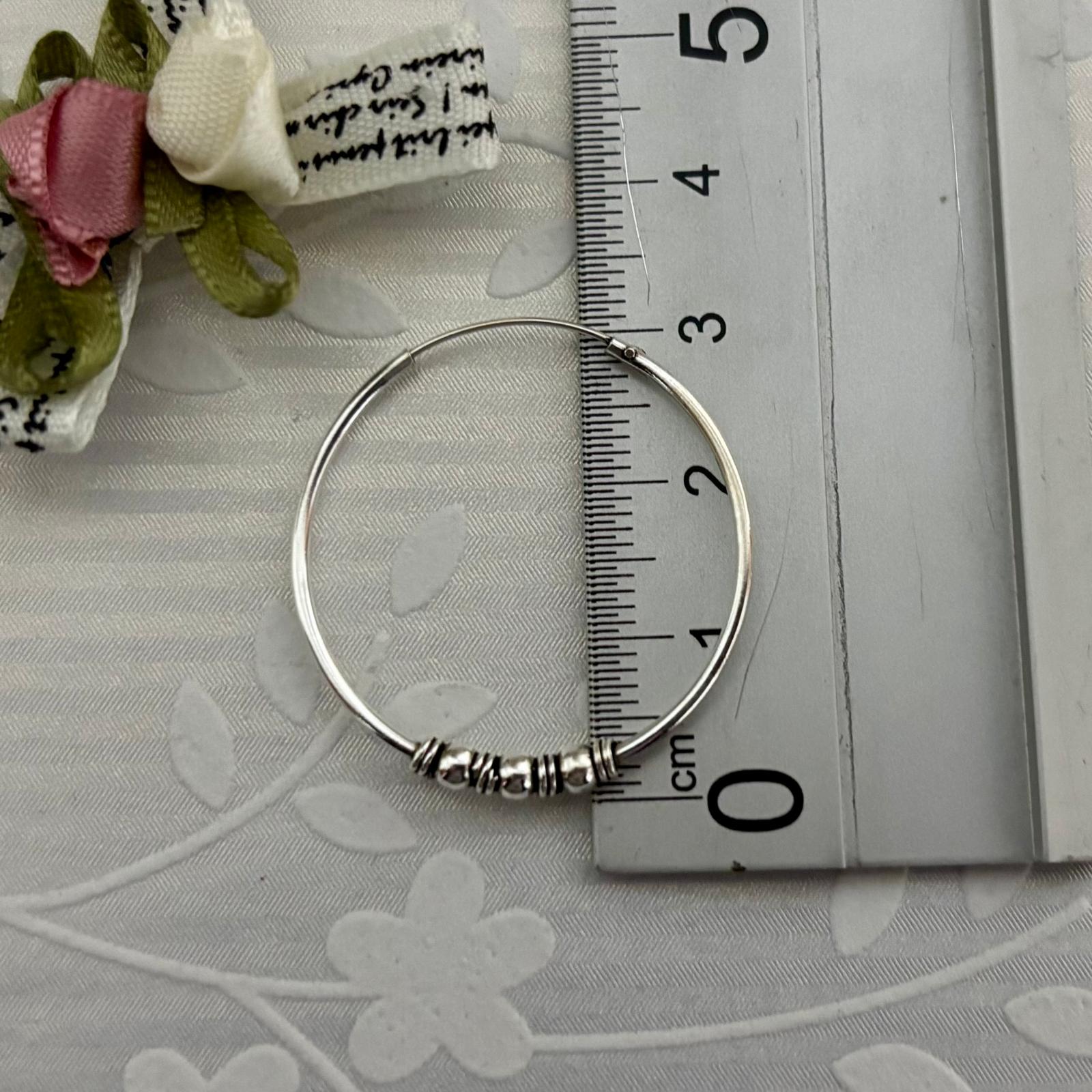 Aros bali 30mm de Plata de ley 925 con bolitas 4