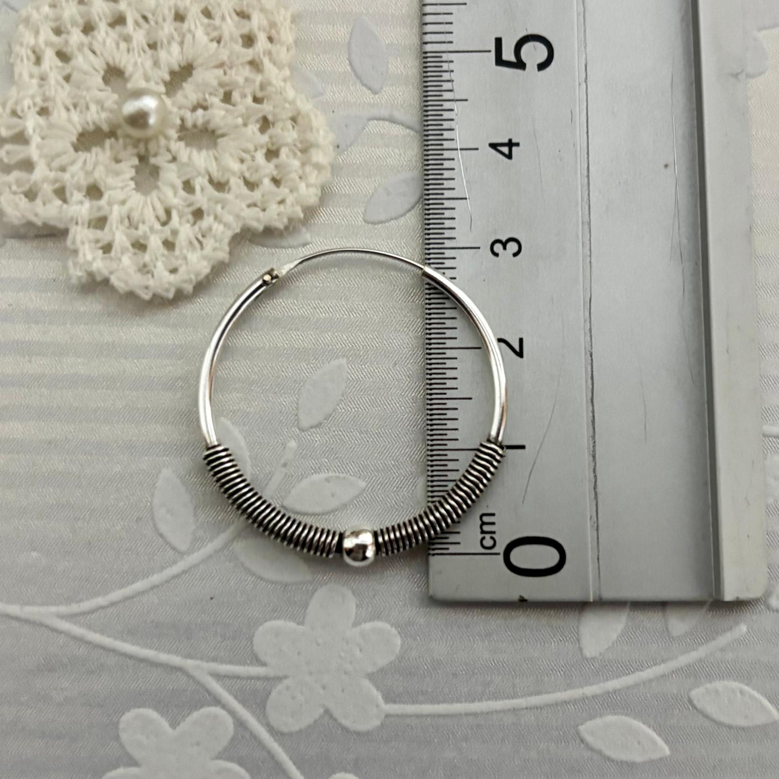 Aros bali 30mm de Plata de ley envejecida bolita 4