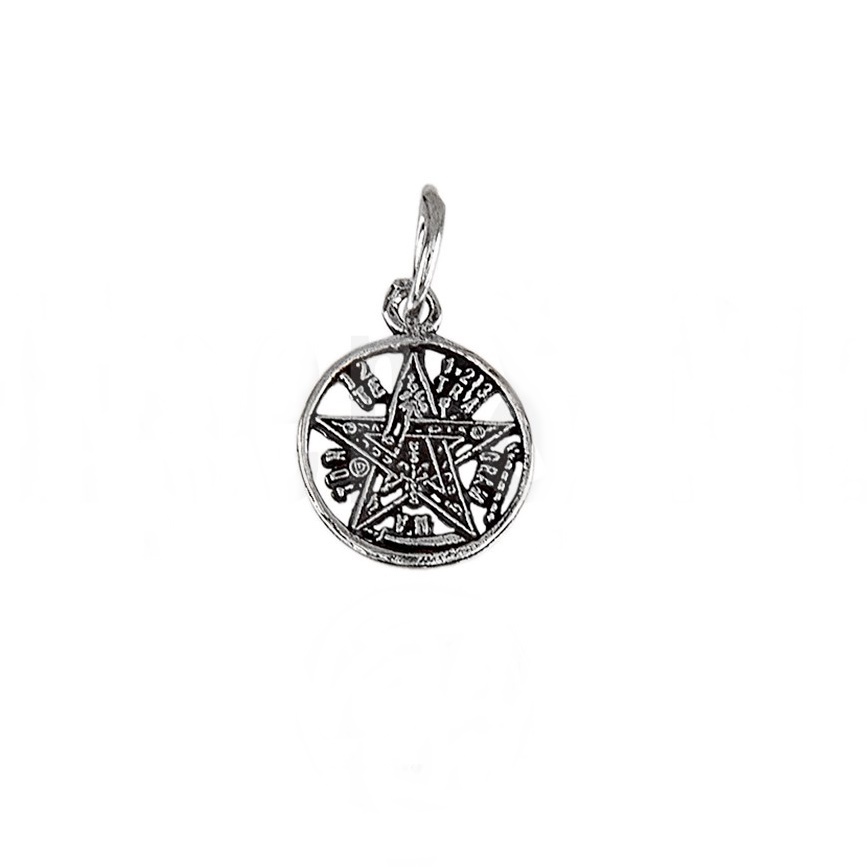 Colgante Tetragramatón amuleto 11mm de Plata de ley 925 envejecida