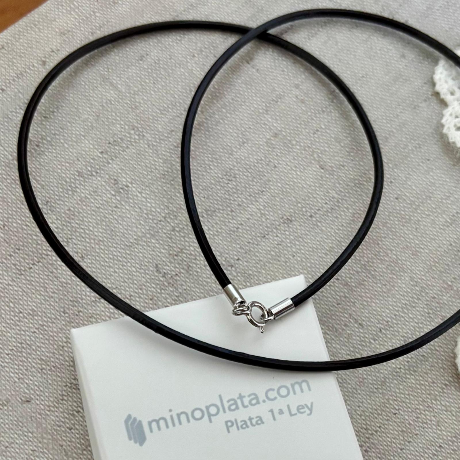 Gargantilla de Piel marrón oscuro 45cm 2mm unisex con cierre de Plata 4