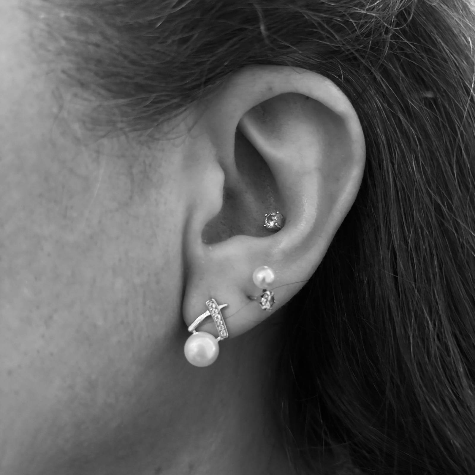 Pendientes de Plata rodiada con Perlas cultivadas y Criconitas micro 5