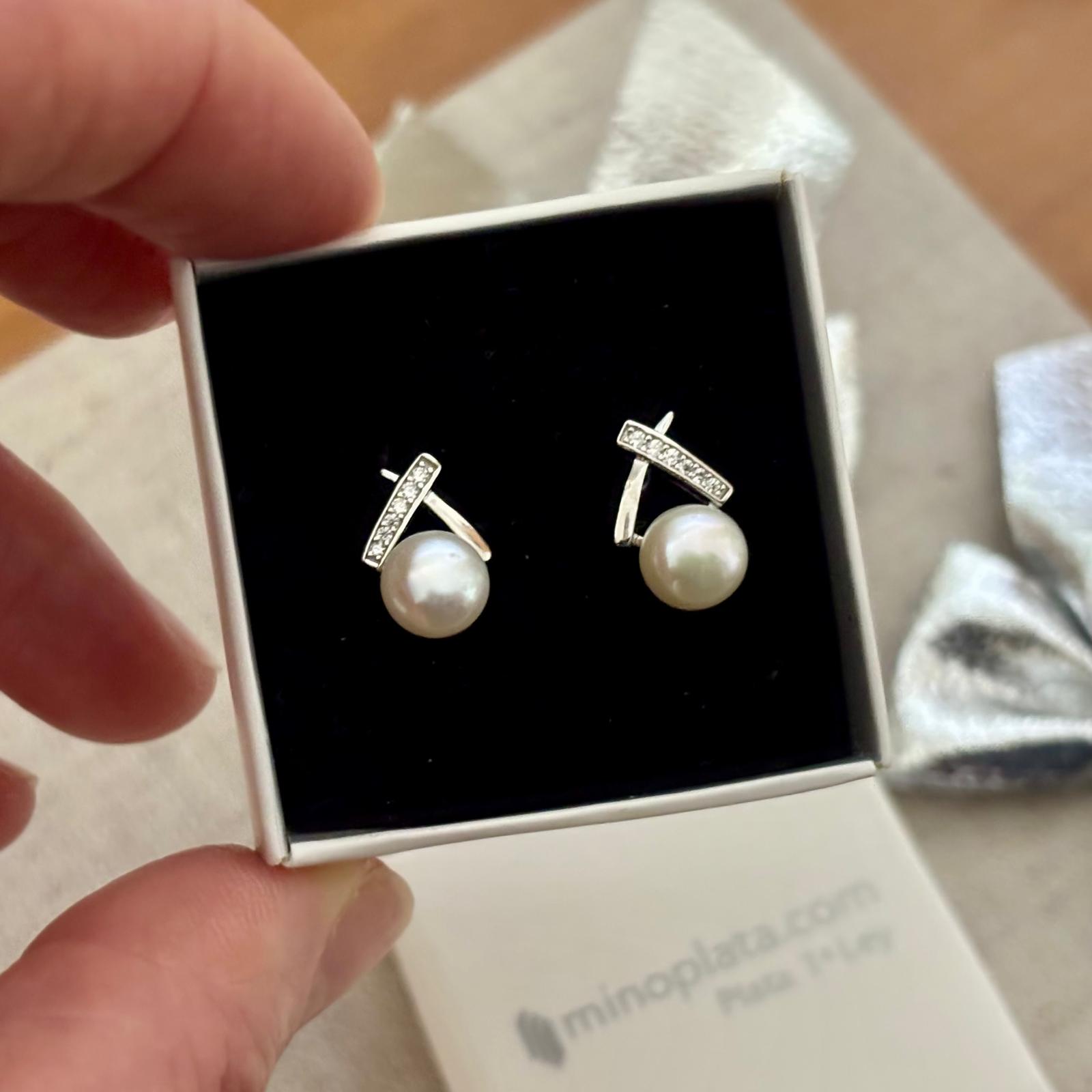 Pendientes de Plata rodiada con Perlas cultivadas y Criconitas micro 3