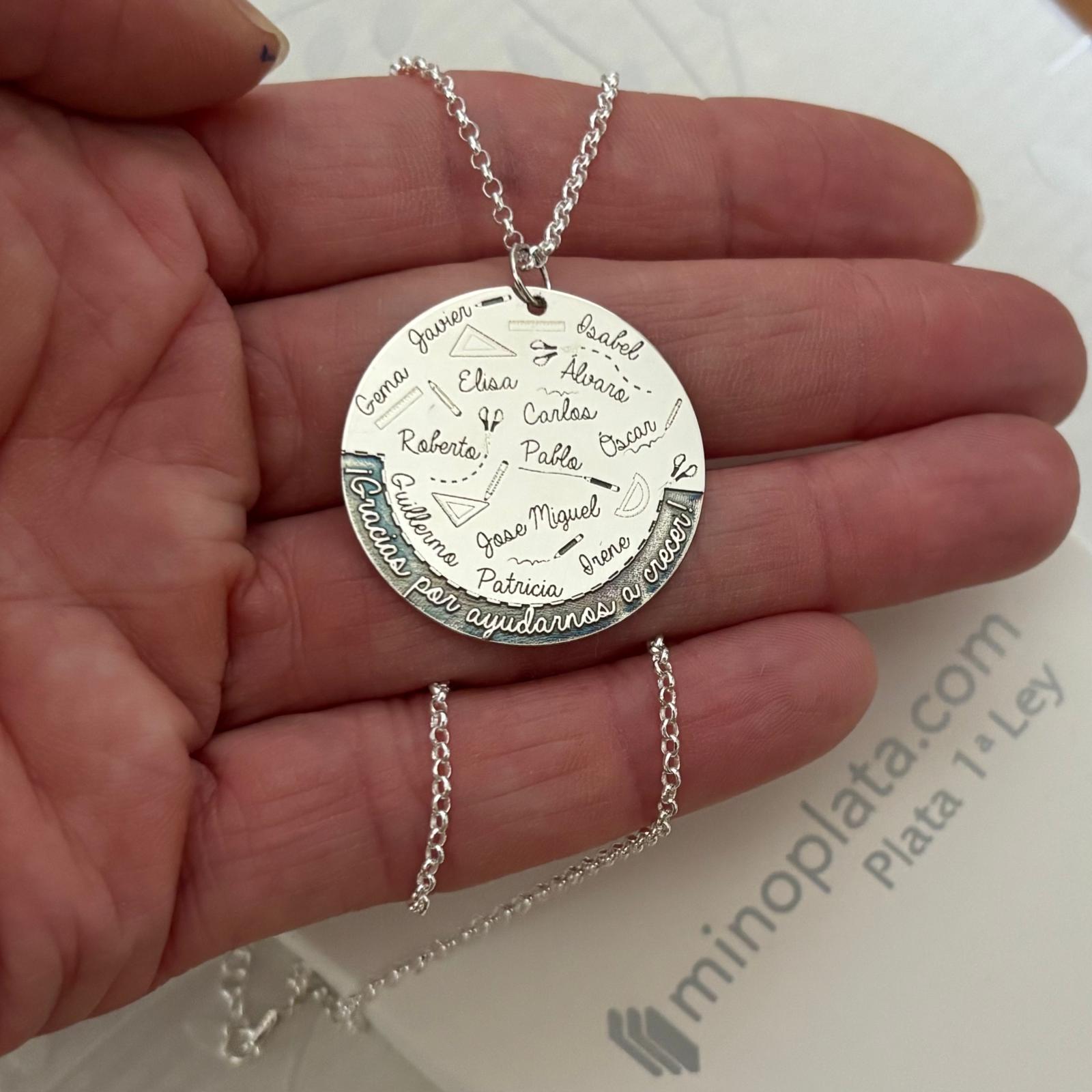 Gargantilla personalizada nombres alumnos para maestras de Plata de ley 925 3