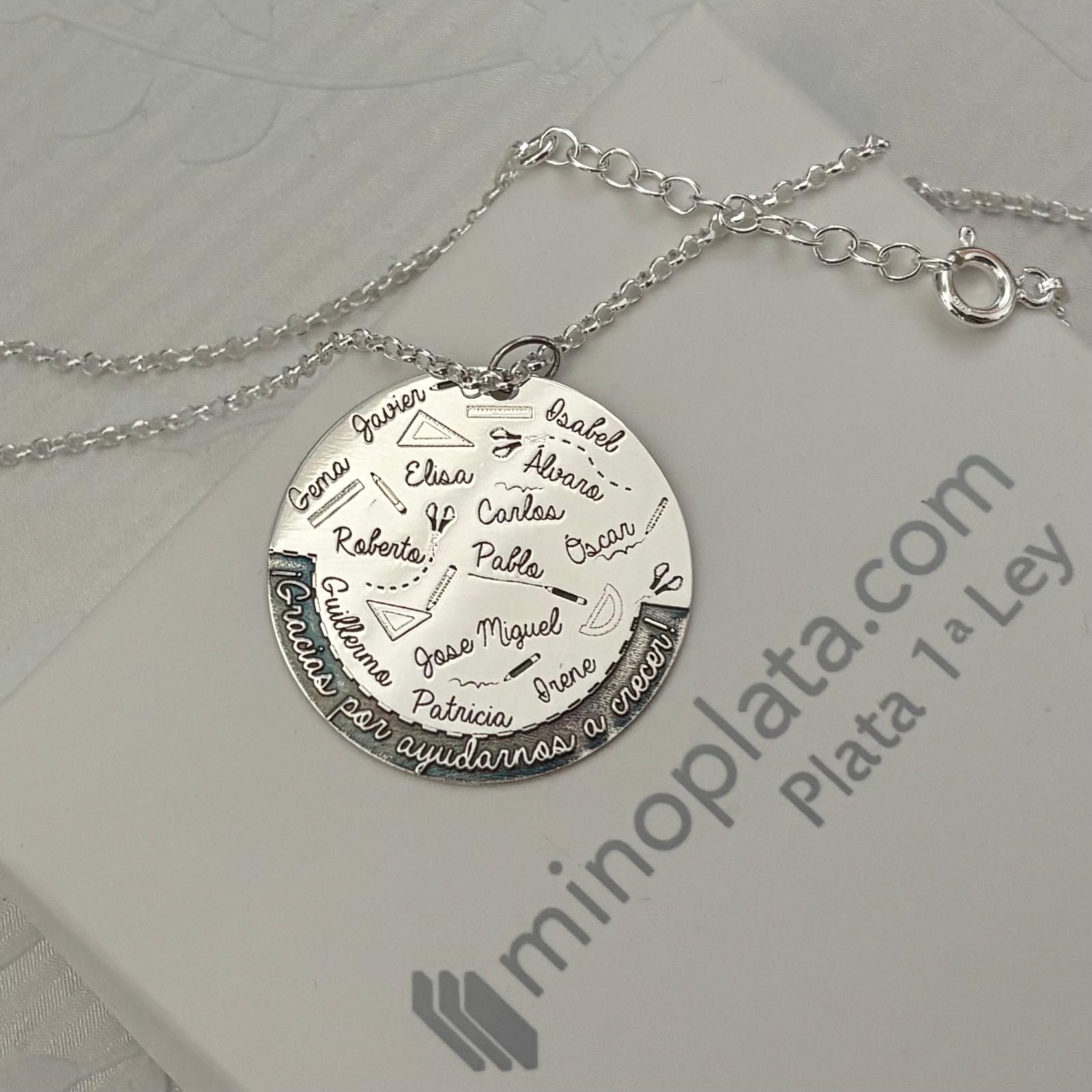 Gargantilla personalizada nombres alumnos para maestras de Plata de ley 925