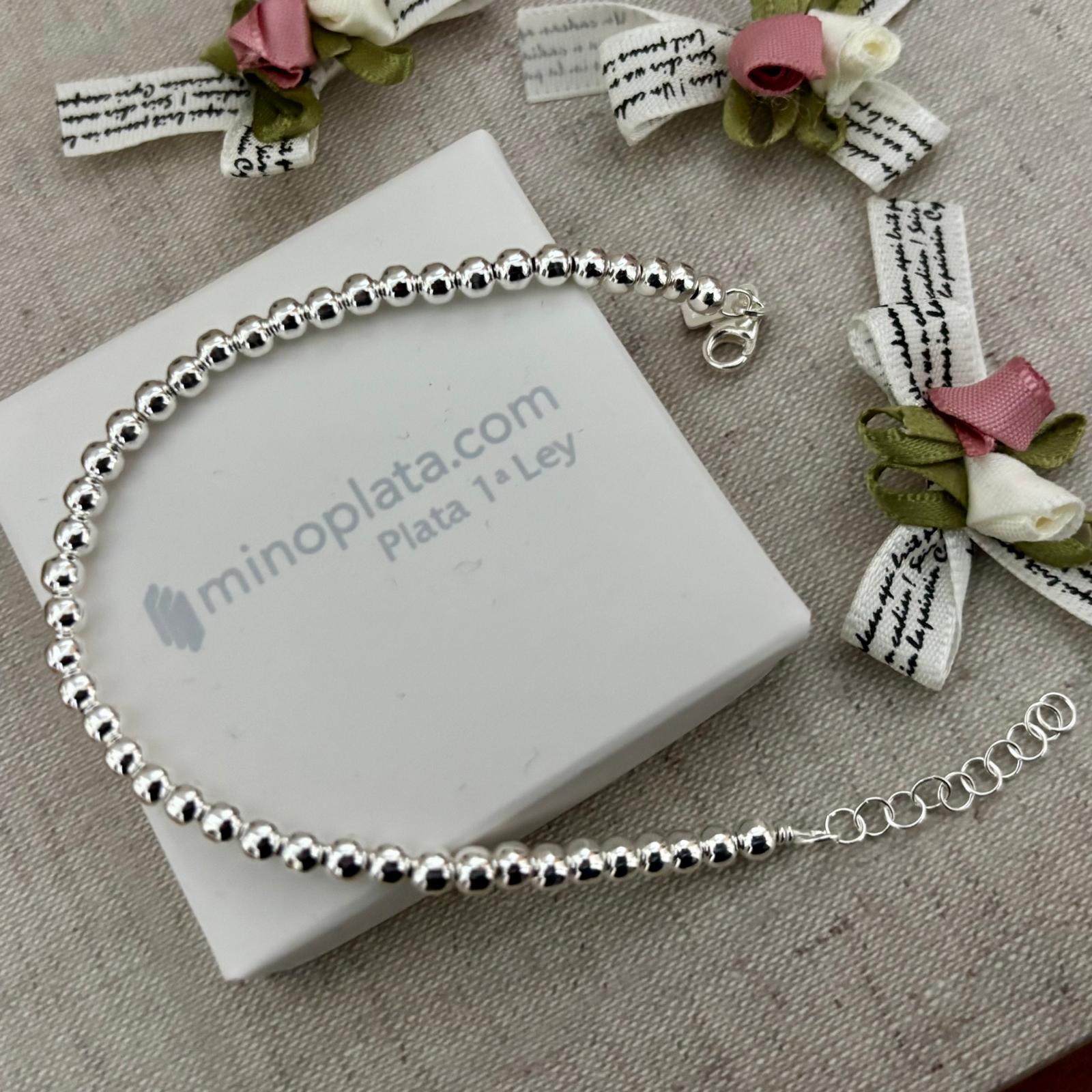Pulsera bolas de Plata de ley 4mm 3