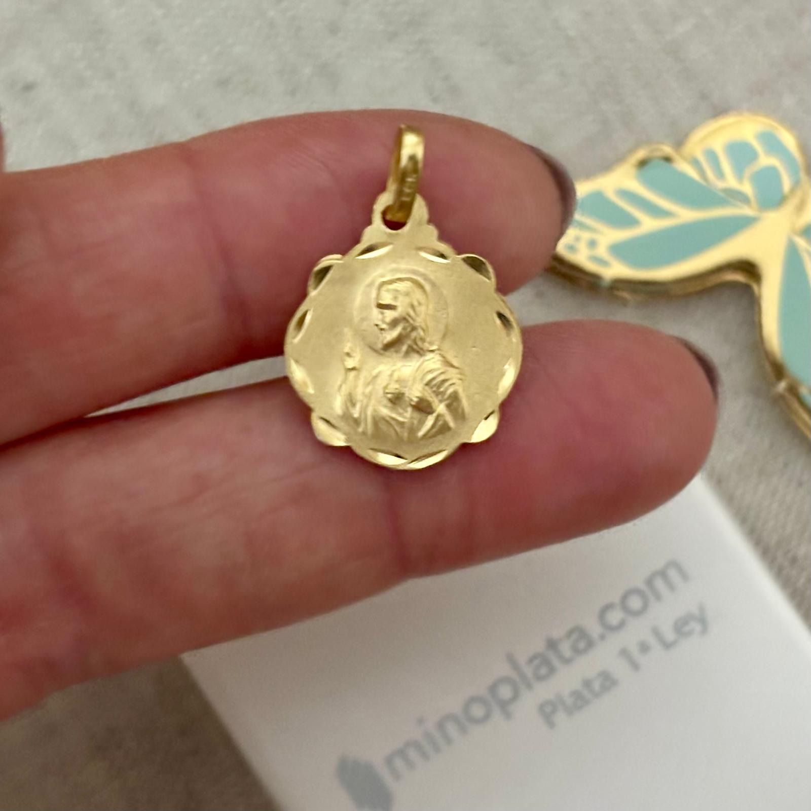 Medalla Escapulario de Plata de ley chapada en Oro 16x20mm 5