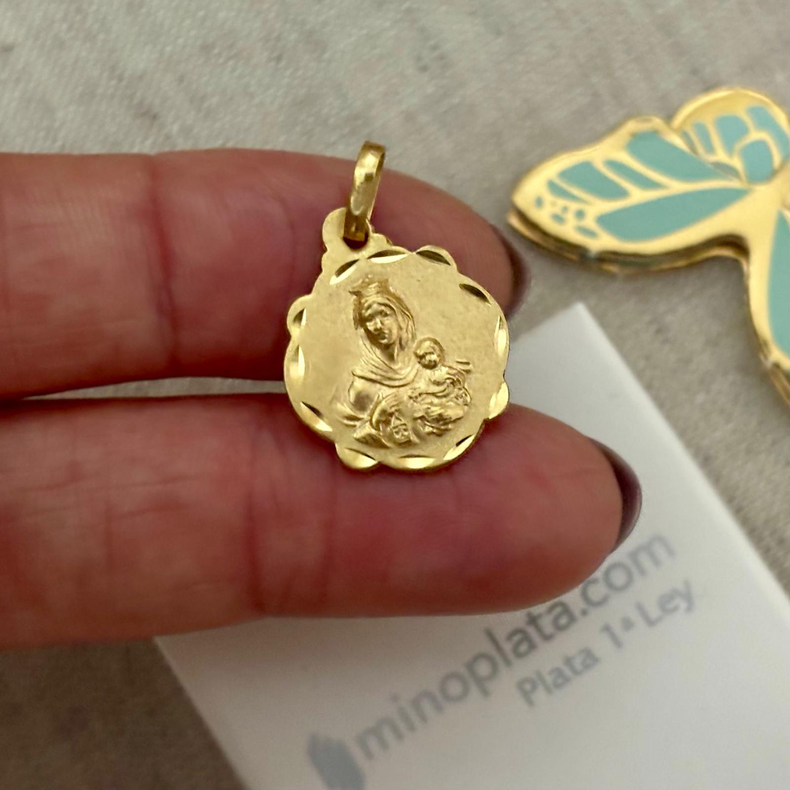 Medalla Escapulario de Plata de ley chapada en Oro 16x20mm 4