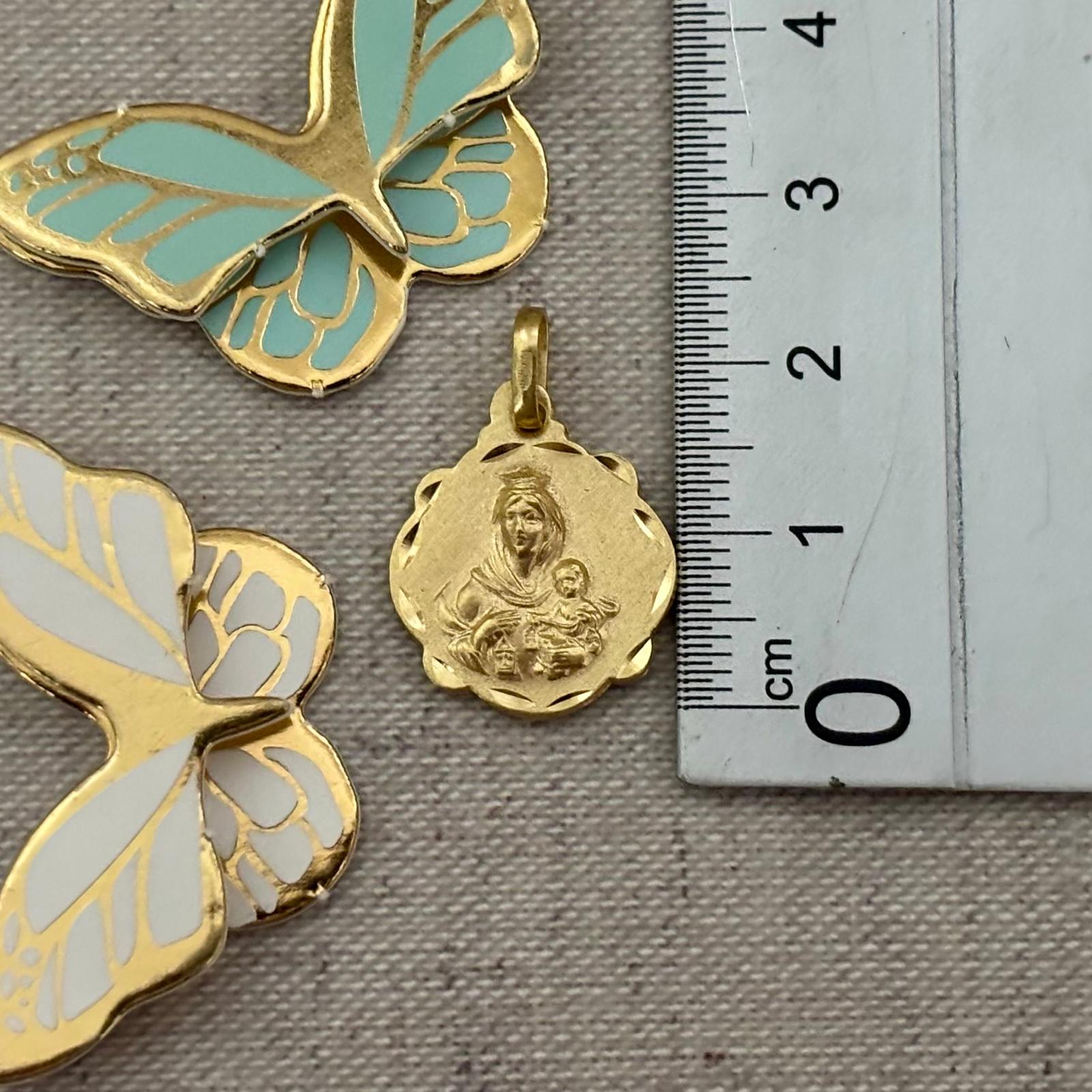 Medalla Escapulario de Plata de ley chapada en Oro 16x20mm 3