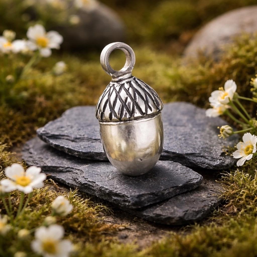 Colgante guarda cenizas bellota de Plata de ley 20mm x 12mm 4