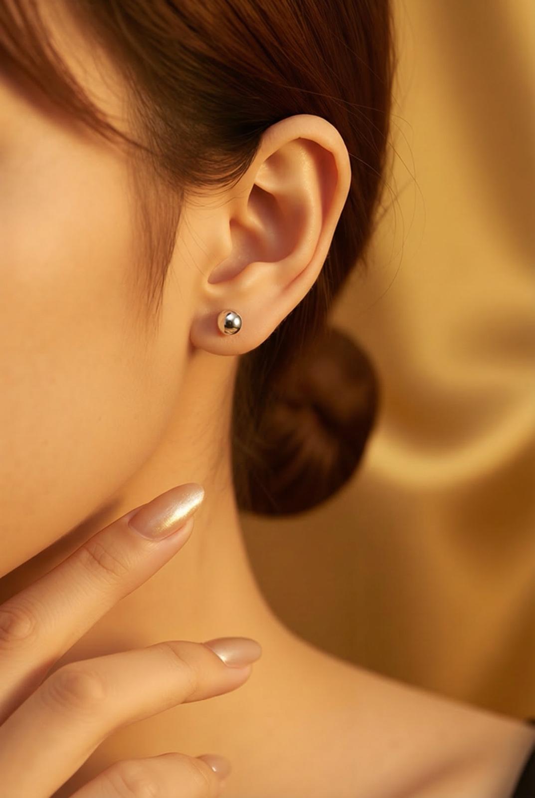 Pendientes bola 6mm lisa de Plata de ley 925 3