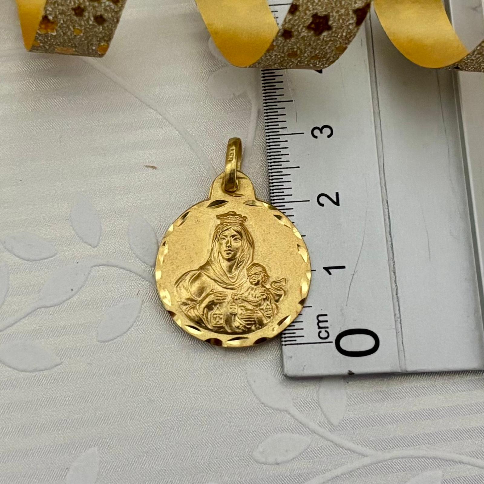 Medalla Escapulario Virgen del Carmen y Sagrado Corazón de Jesús en Plata de ley chapada en Oro 20mm 5