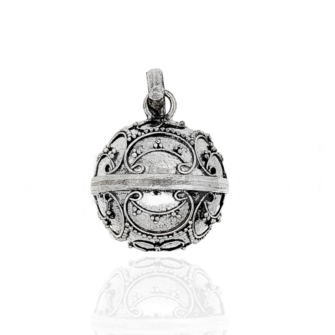 Llamador de ángeles 18mm de Plata de ley envejecida