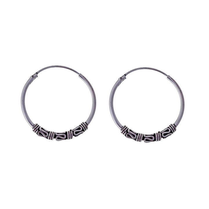 Aros bali 20mm de Plata de ley 925 figuras envejecidas