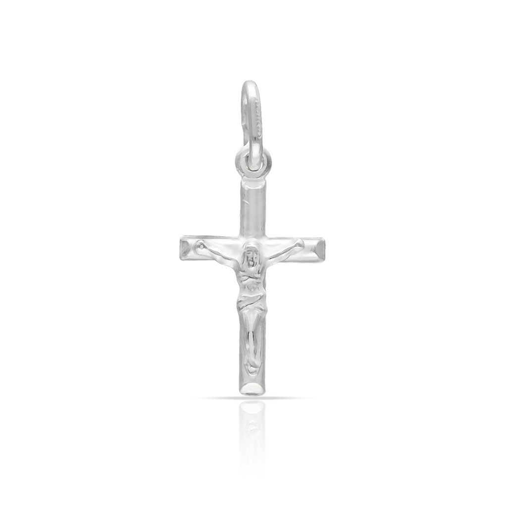 Crucifijo pequeño con figura de Cristo en relieve 11x20mm de Plata de ley 925 1