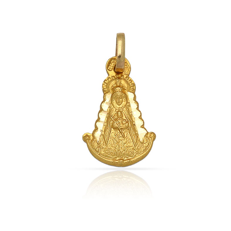 Medalla silueta Virgen del Rocío de Plata de ley chapada en Oro 11x18mm