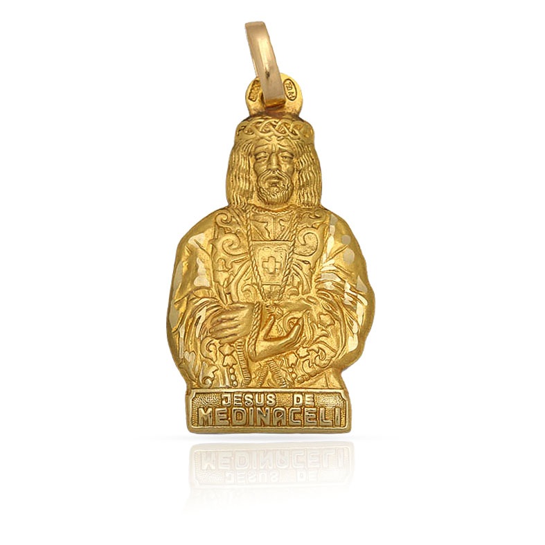 Medalla silueta Cristo de Medinaceli de Plata de ley 925 chapada en Oro 13x24mm