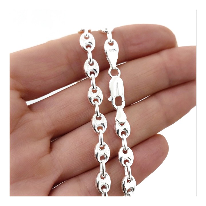 Cadena eslabones calabrote 6x8mm 60cm de Plata de ley 925