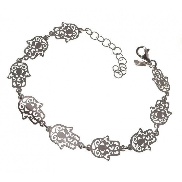 Pulsera manos de Fátima continuada de Plata de ley 925