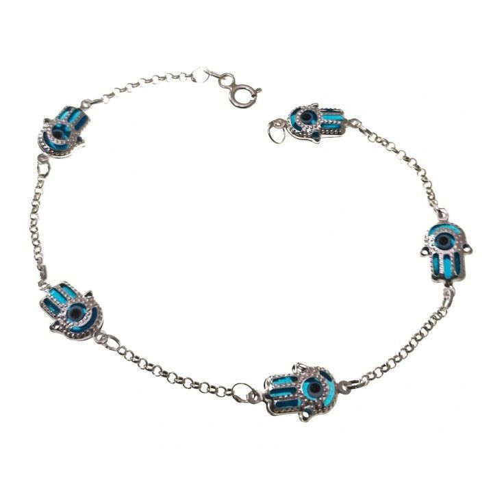 Pulsera Mano de Fátima con ojo turco de Plata de ley 925 1