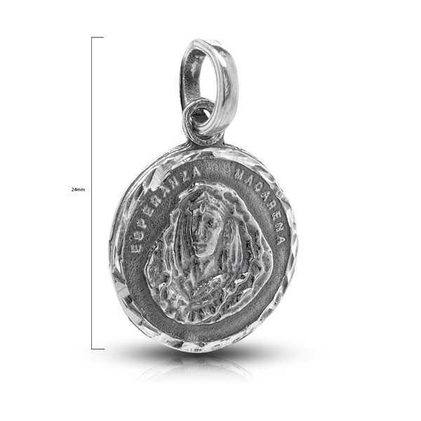 Medalla Virgen de la Esperanza 16mm de Plata de ley envejecida
