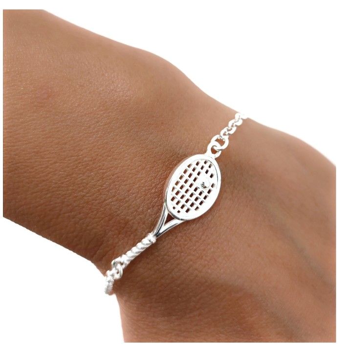 Pulsera con raqueta de tenis en Plata de ley 925