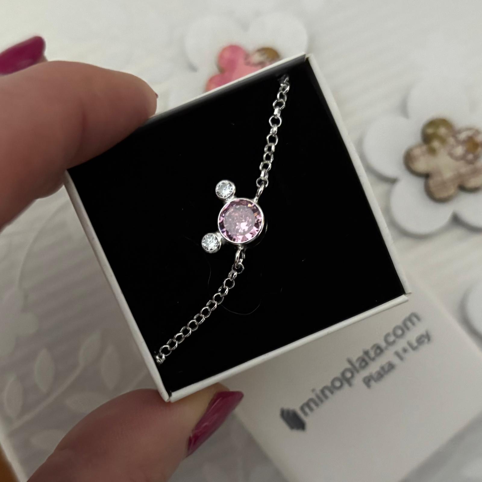 Pulsera para niñas cadena rolo y chatones de Plata de ley 3