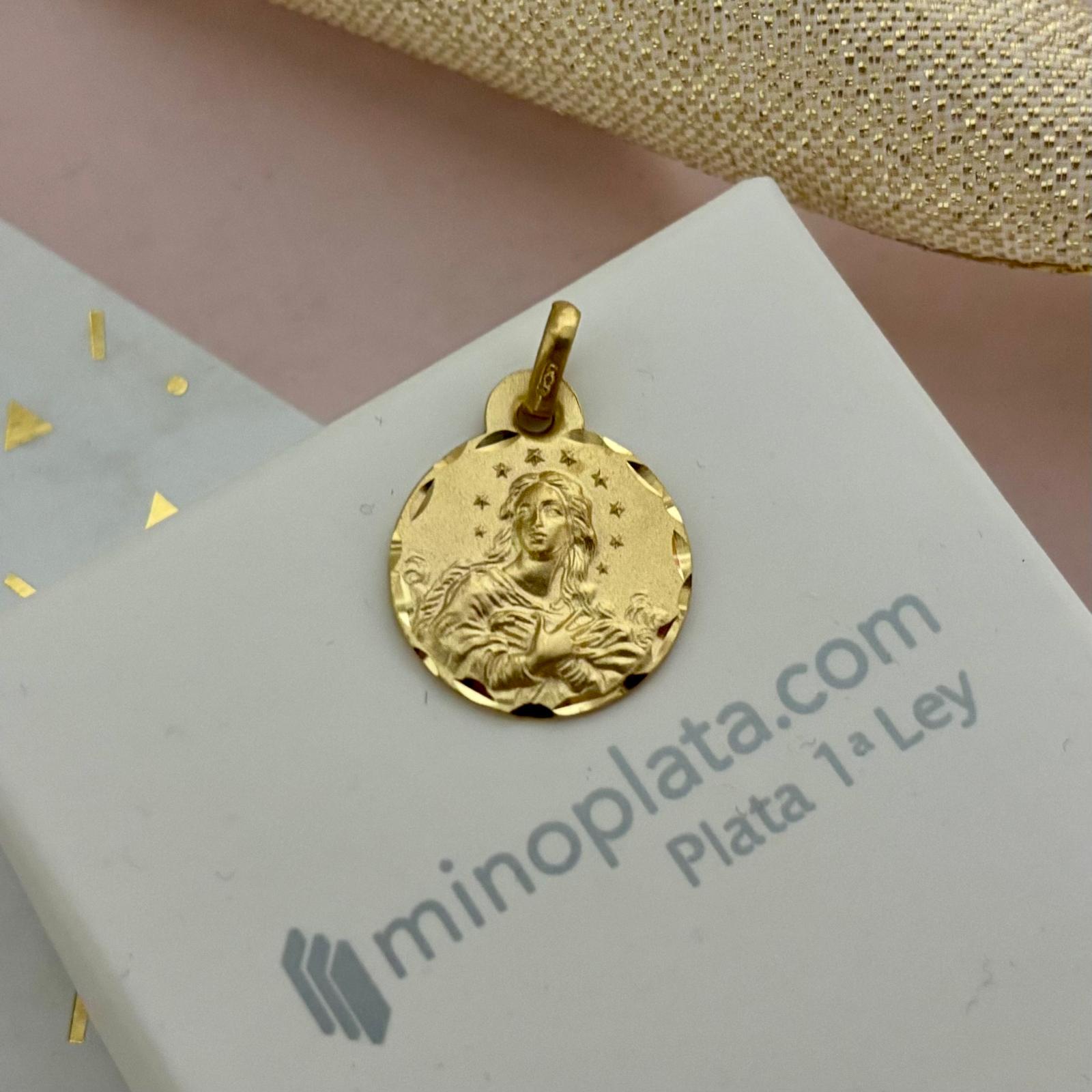 Medalla de la Purísima Concepción 17mm de Plata de ley bañada en Oro 5