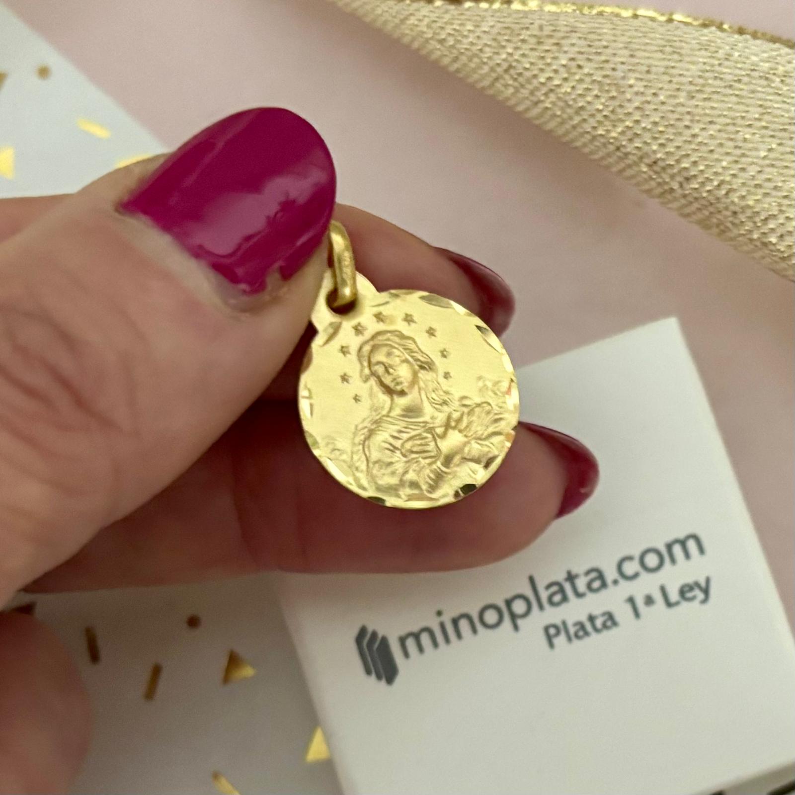 Medalla de la Purísima Concepción 17mm de Plata de ley bañada en Oro