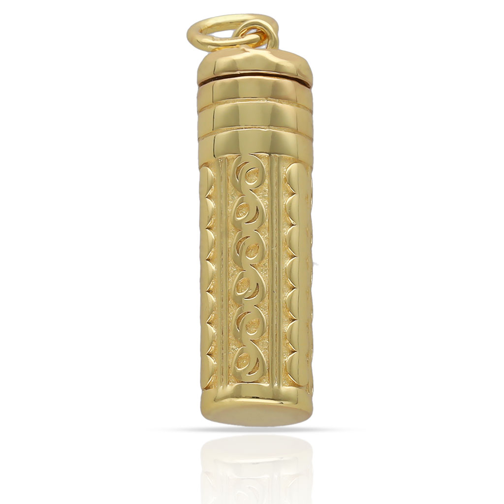 Guardacenizas de Plata de ley chapada en Oro cilindro de 8x27mm