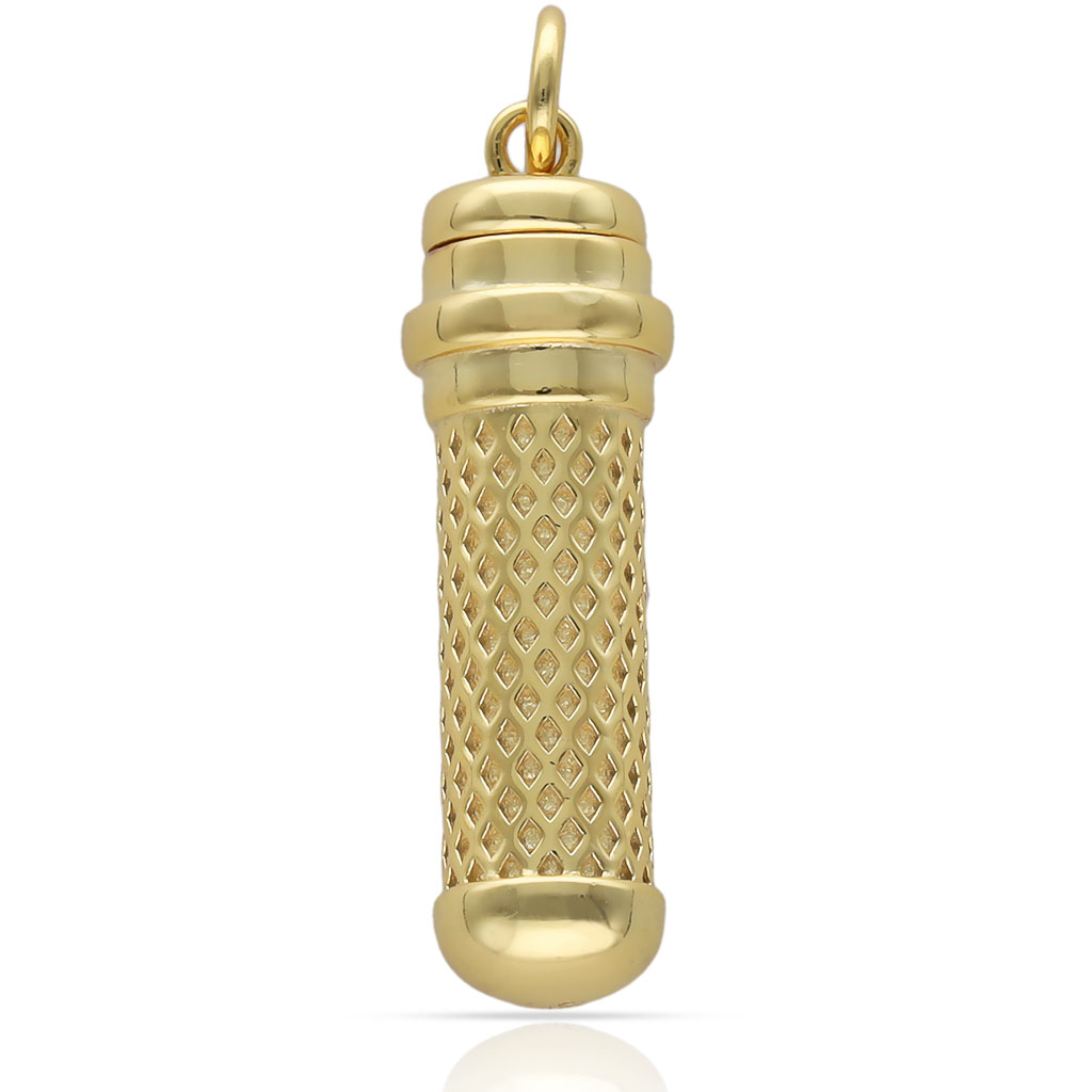 Guardacenizas de Plata de ley chapada en Oro cilindro de 9x30mm
