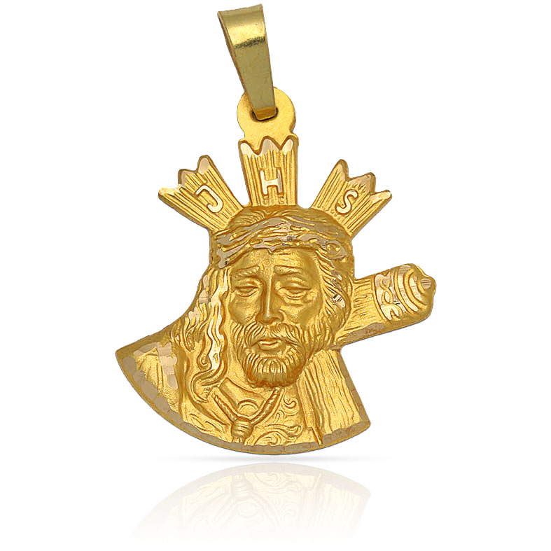 Colgante silueta Cristo del Gran Poder de Plata de ley bañada en Oro 25x33mm