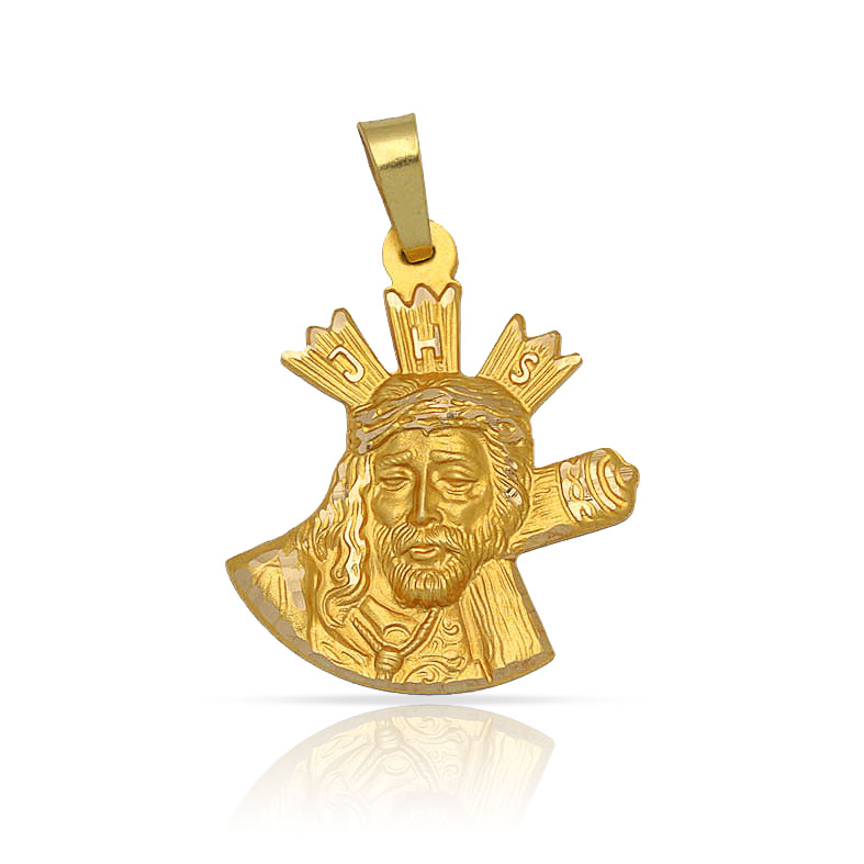 Medalla silueta Cristo del Gran Poder de Plata de ley bañada en Oro 20x26mm