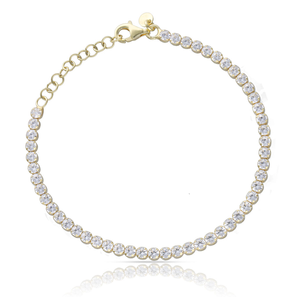Pulsera riviere tenis de Plata de ley 925 chapada en Oro 2mm