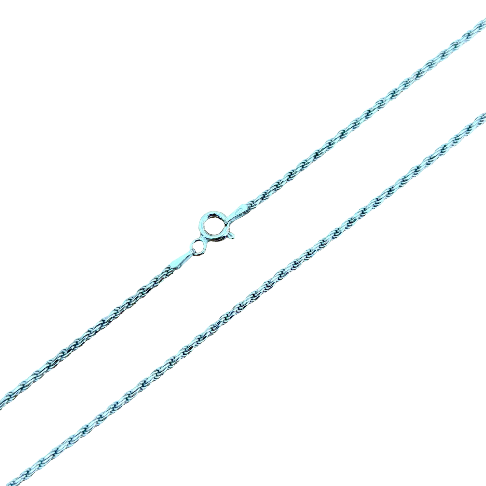 Gargantilla cordón salomónico de Plata de ley rodiada 45cm 1,3mm de grosor