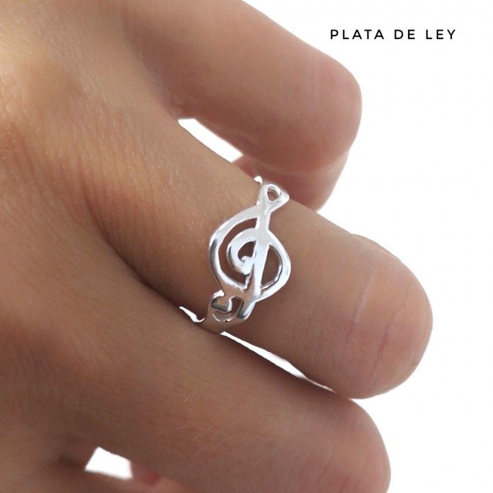 Anillo Clave de Sol de Plata de ley 925