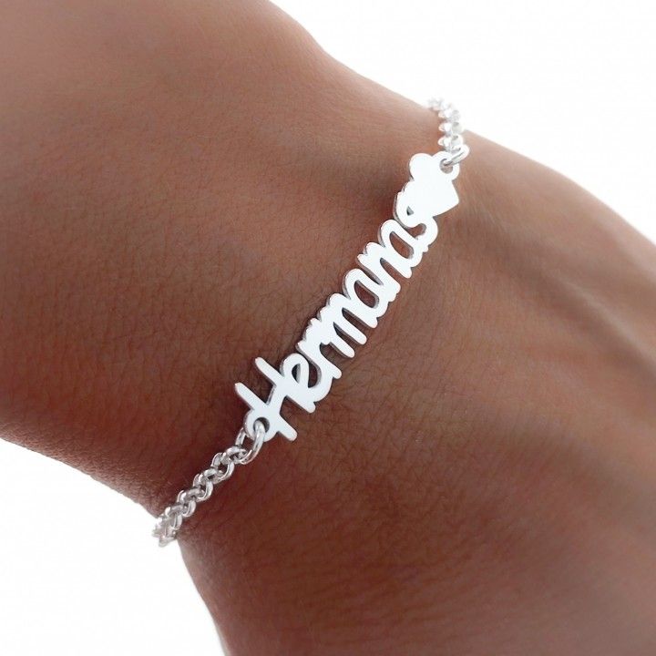 Pulsera hermanas de Plata de ley 925 con corazón