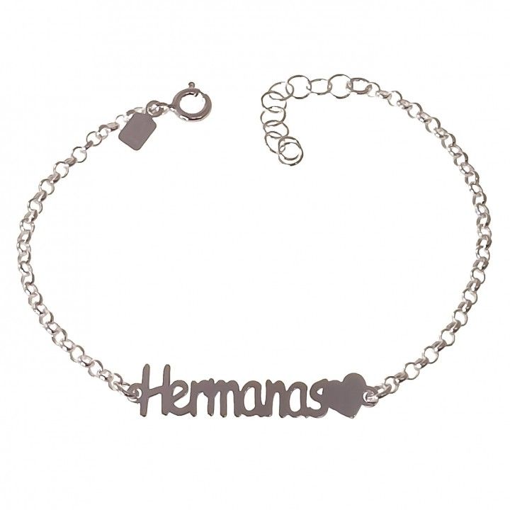 Pulsera hermanas de Plata de ley 925 con corazón