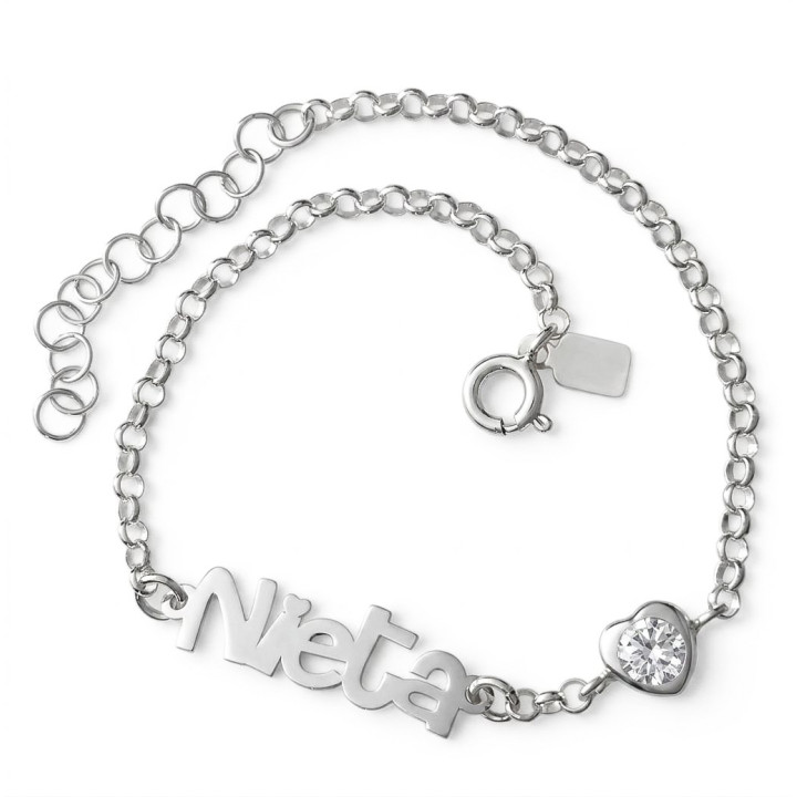 Pulsera Nieta en Plata de ley 925 con corazón Circonita