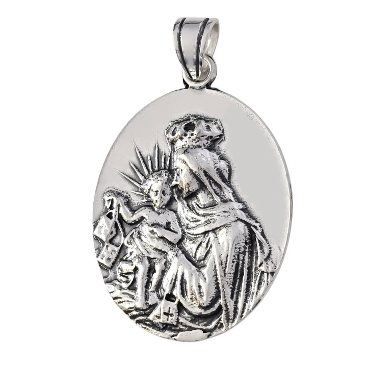 Medalla en Plata de ley Virgen del Carmen relieve
