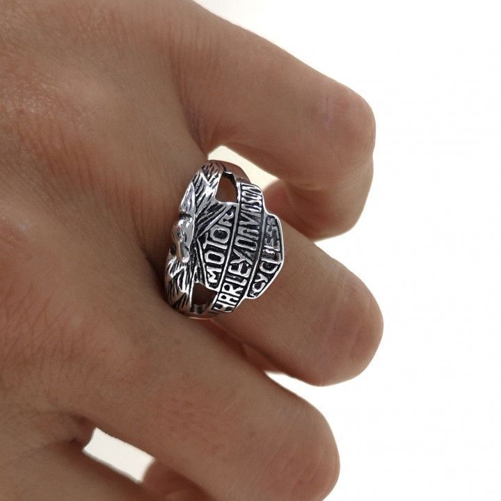Anillo caballero escudo moto de Plata de ley 925 3