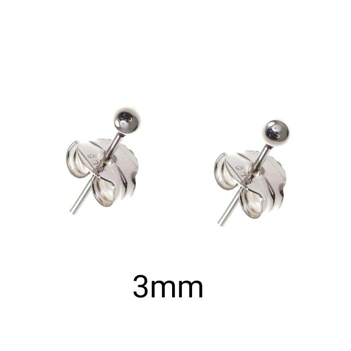 Pendientes unisex bola 3mm de Plata de ley 925