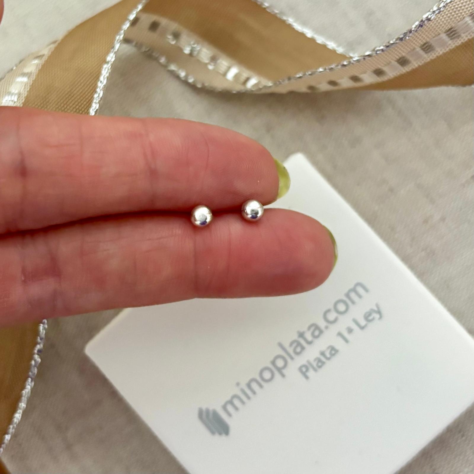 Pendientes unisex bola 3mm de Plata de ley 925