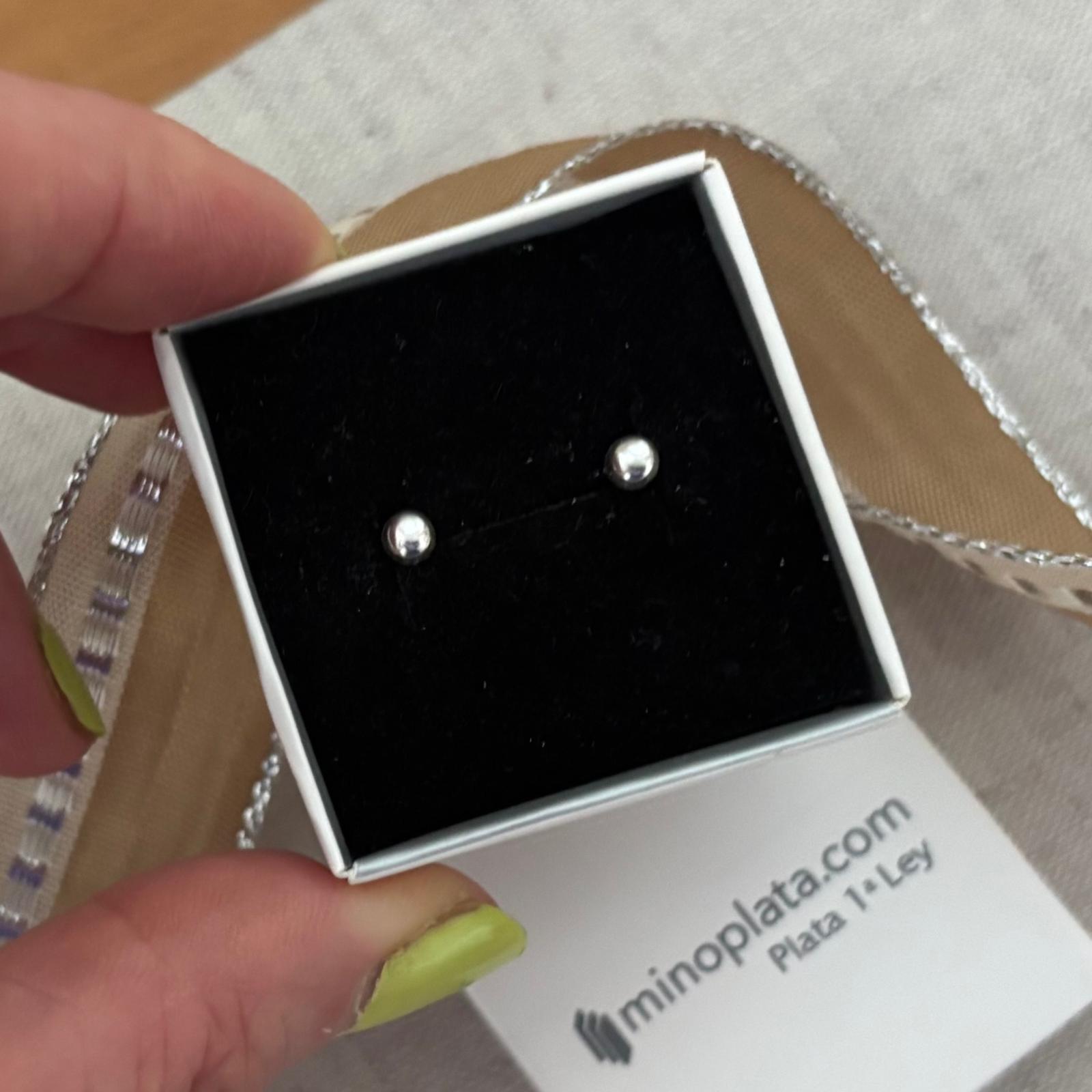 Pendientes unisex bola 3mm de Plata de ley 925 4