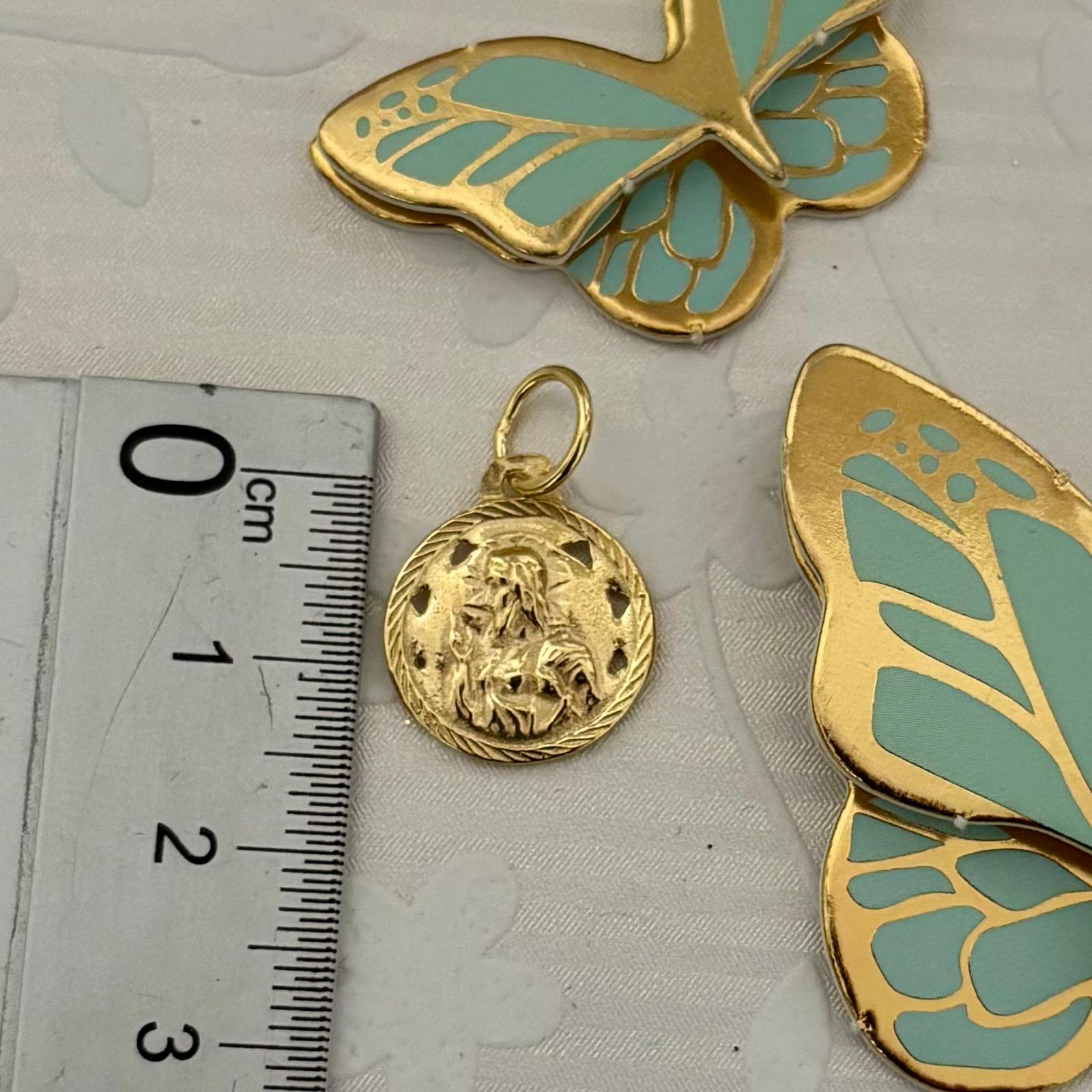 Medalla escapulario calada 14mm de Plata de ley chapada en Oro 4