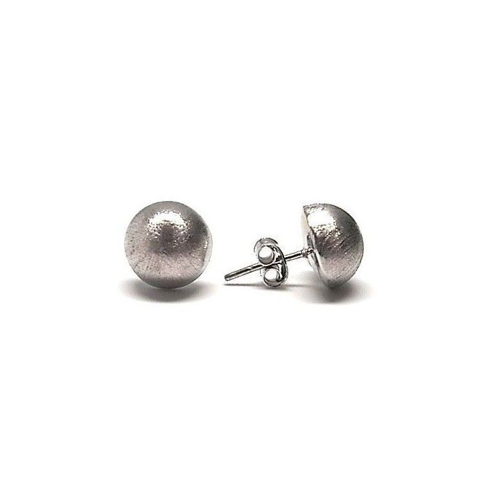 Pendientes media bola 10mm de Plata de ley matizada