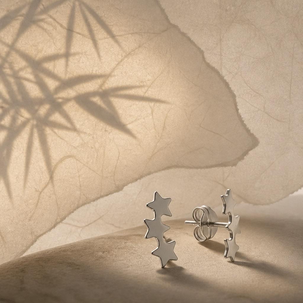 Pendientes estrellas de Plata de ley 925 3